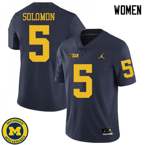 Women's University of Michigan #5 Aubrey Solomon Navy Jordan Brand Player Jersey